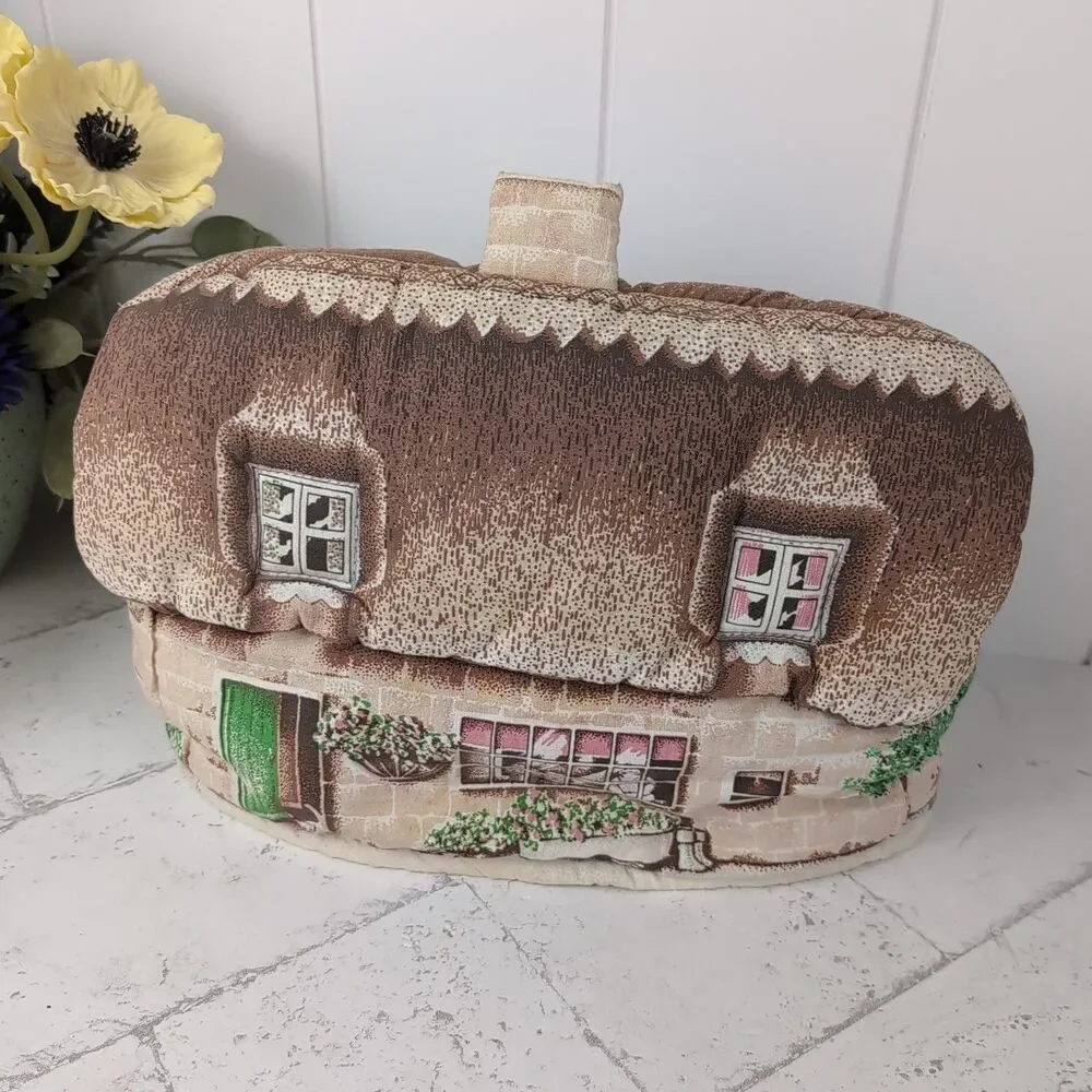 Vintage Sari Fabrics Thatched Cottage Tea Cosy The Tea Shop Retro Padded England